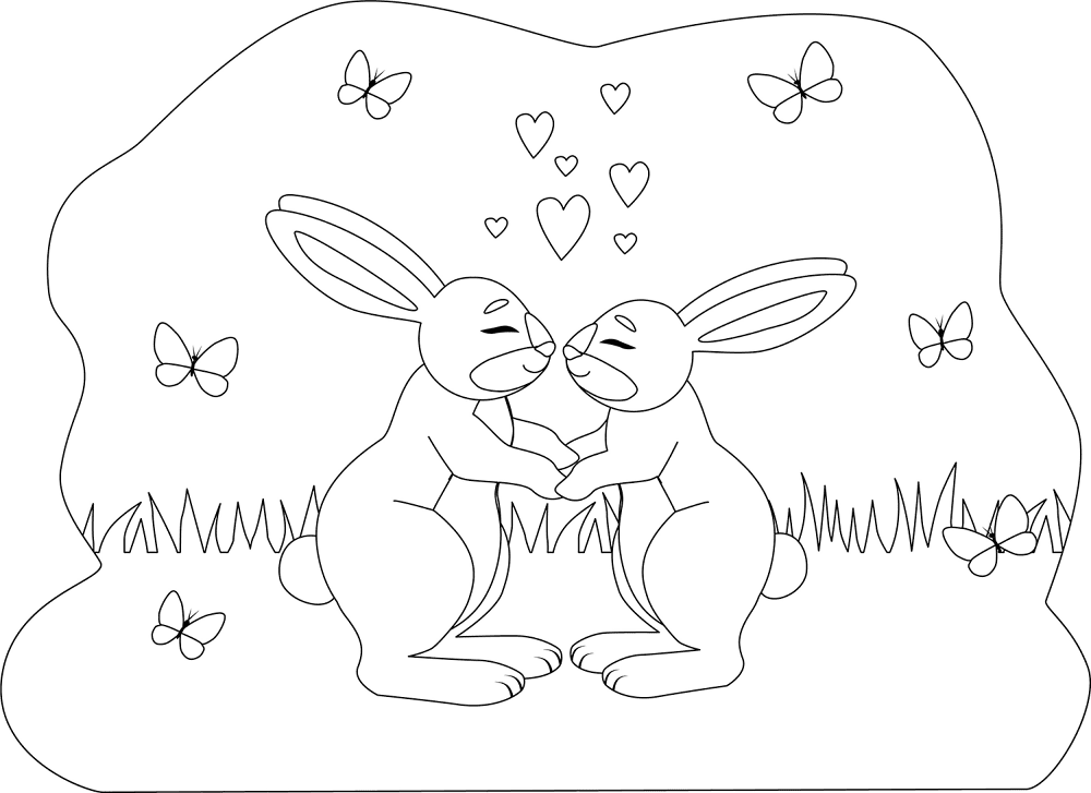 Desenho de Coelhos para colorir e imprimir: número 7