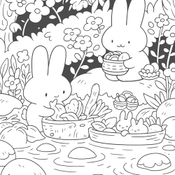 Desenho de Coelhos para colorir e imprimir: número 17