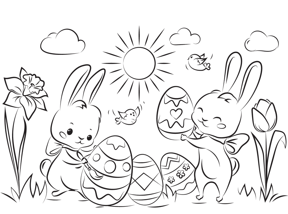 Desenho de Coelhos para colorir e imprimir: número 38
