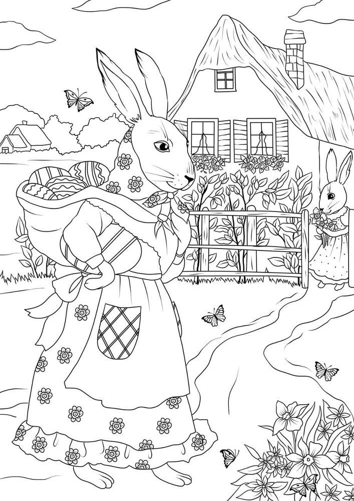 Desenho de Coelhos para colorir