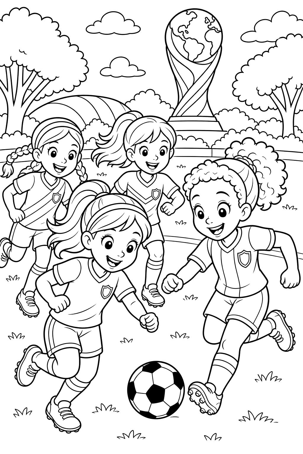 Desenho de Copa do Mundo para colorir e imprimir: número 4