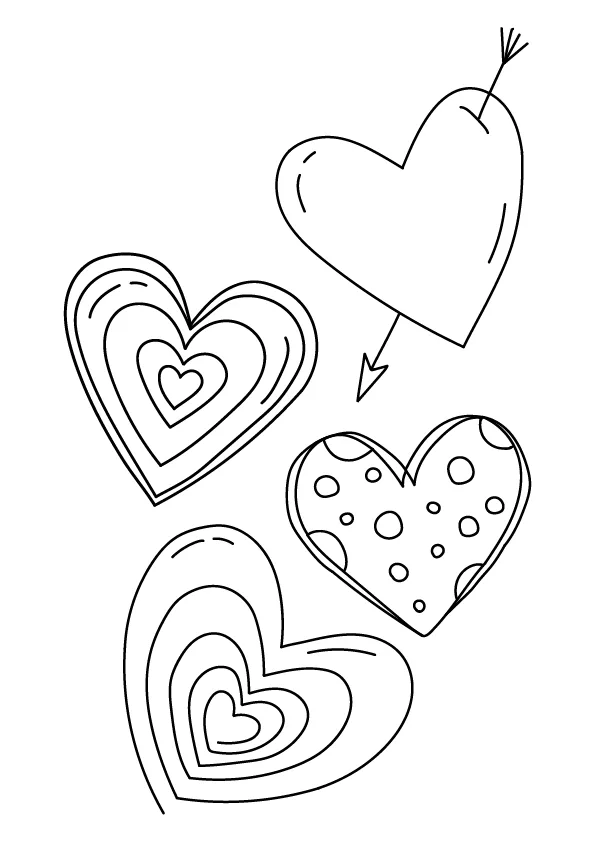 Desenho de Coracao para colorir e imprimir: número 2