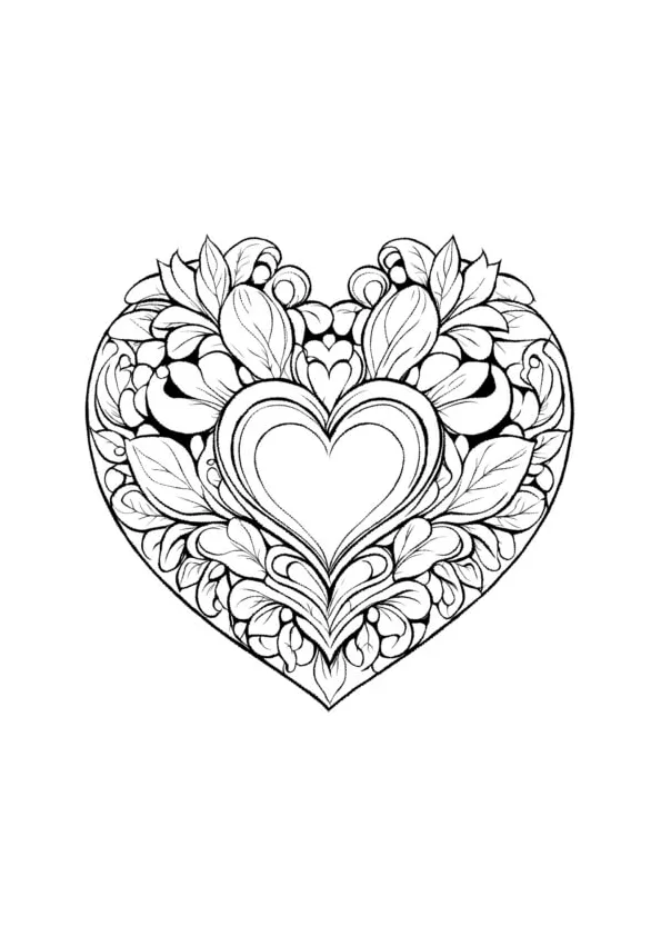 Desenho de Coracao para colorir e imprimir: número 3