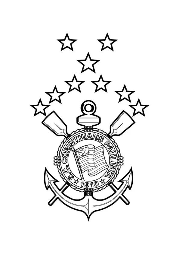 Desenho de Corinthians para colorir e imprimir: número 13