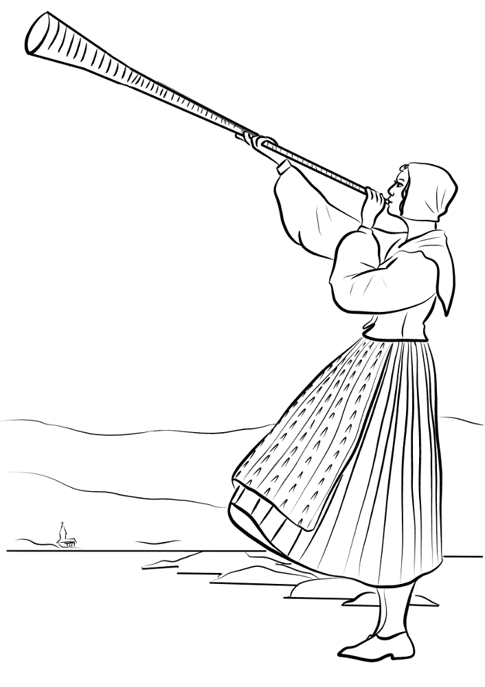 Desenho de Corneta para colorir e imprimir: número 32