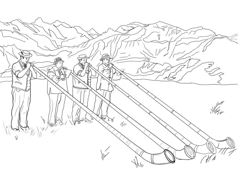 Desenho de Corneta para colorir e imprimir: número 33