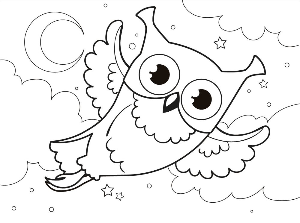 Desenho de Corujas para colorir e imprimir: número 3