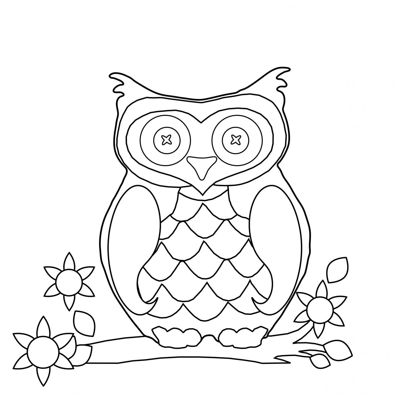 Desenho de Corujas para colorir e imprimir: número 24