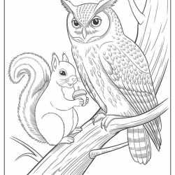 Desenho de Corujas para colorir e imprimir: número 33