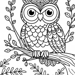 Desenho de Corujas para colorir e imprimir: número 34