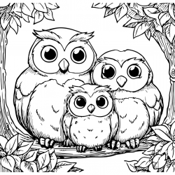 Desenho de Corujas para colorir e imprimir: número 38