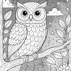 Desenho de Corujas para colorir e imprimir: número 42