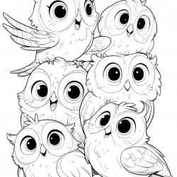 Desenho de Corujas para colorir e imprimir: número 44