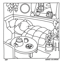 Desenho de Cozy Friends para colorir e imprimir: número 7