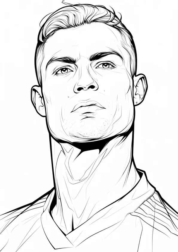 Desenho de Cristiano Ronaldo para colorir e imprimir: número 1