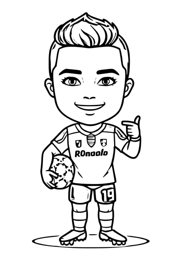 Desenho de Cristiano Ronaldo para colorir e imprimir: número 2