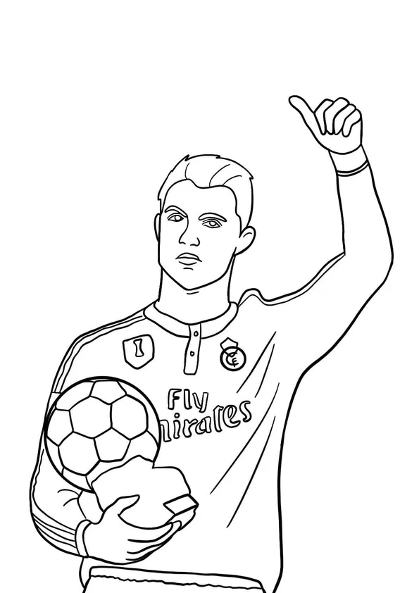 Desenho de Cristiano Ronaldo para colorir e imprimir: número 3