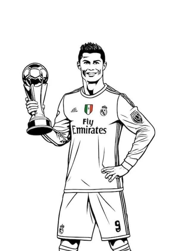 Desenho de Cristiano Ronaldo para colorir e imprimir: número 6
