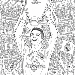 Desenho de Cristiano Ronaldo para colorir e imprimir: número 18