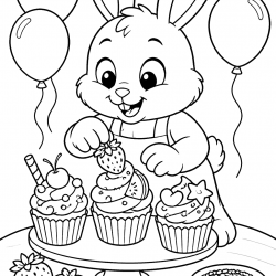 Desenho de Cupcake para colorir e imprimir: número 6