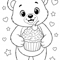 Desenho de Cupcake para colorir e imprimir: número 8
