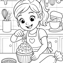 Desenho de Cupcake para colorir e imprimir: número 9