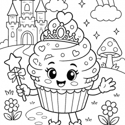 Desenho de Cupcake para colorir e imprimir: número 10