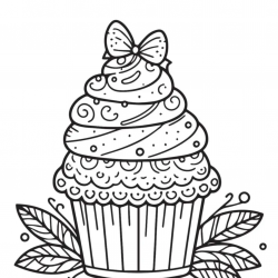 Desenho de Cupcake para colorir e imprimir: número 13