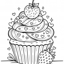 Desenho de Cupcake para colorir e imprimir: número 18