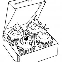 Desenho de Cupcake para colorir e imprimir: número 19