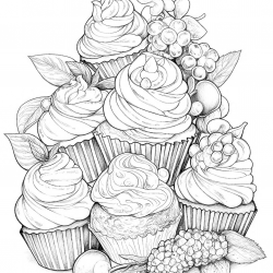 Desenho de Cupcake para colorir e imprimir: número 21
