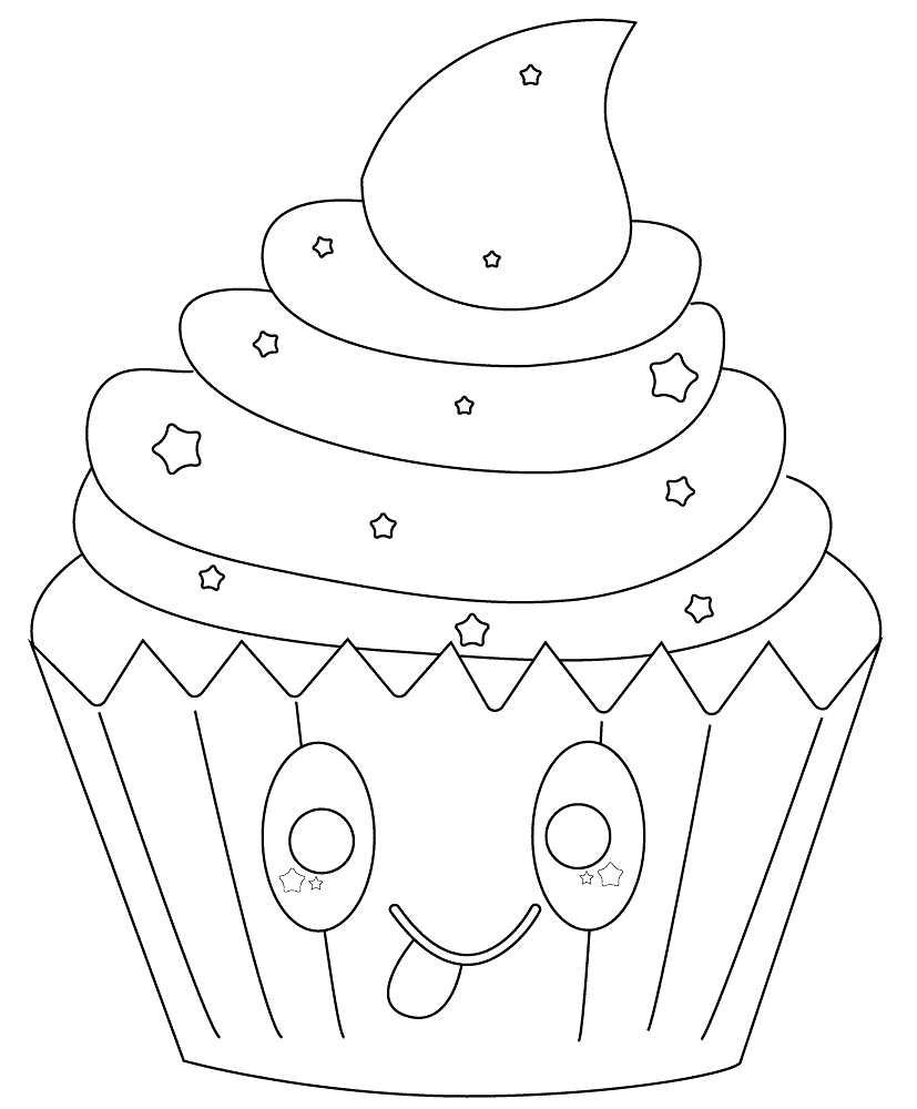 Desenho de Cupcake para colorir e imprimir: número 22
