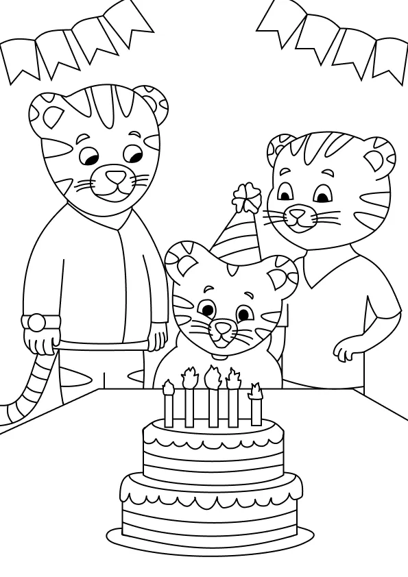 Desenho de Daniel Tigre para colorir e imprimir: número 3