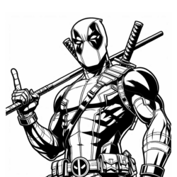 Desenho de Deadpool para colorir e imprimir: número 1