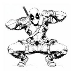 Desenho de Deadpool para colorir e imprimir: número 3
