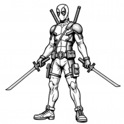 Desenho de Deadpool para colorir e imprimir: número 10