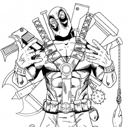 Desenho de Deadpool para colorir e imprimir: número 15