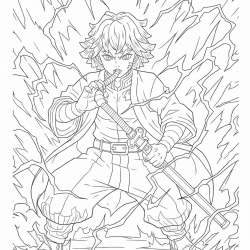Desenho de Demon Slayer para colorir e imprimir: número 5