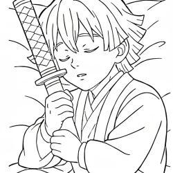 Desenho de Demon Slayer para colorir e imprimir: número 7