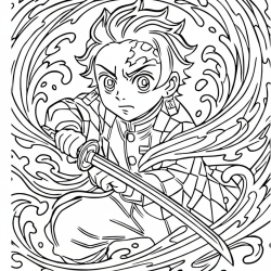 Desenho de Demon Slayer para colorir e imprimir: número 14