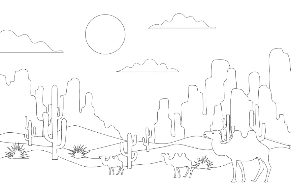 Desenho de Deserto para colorir e imprimir: número 23