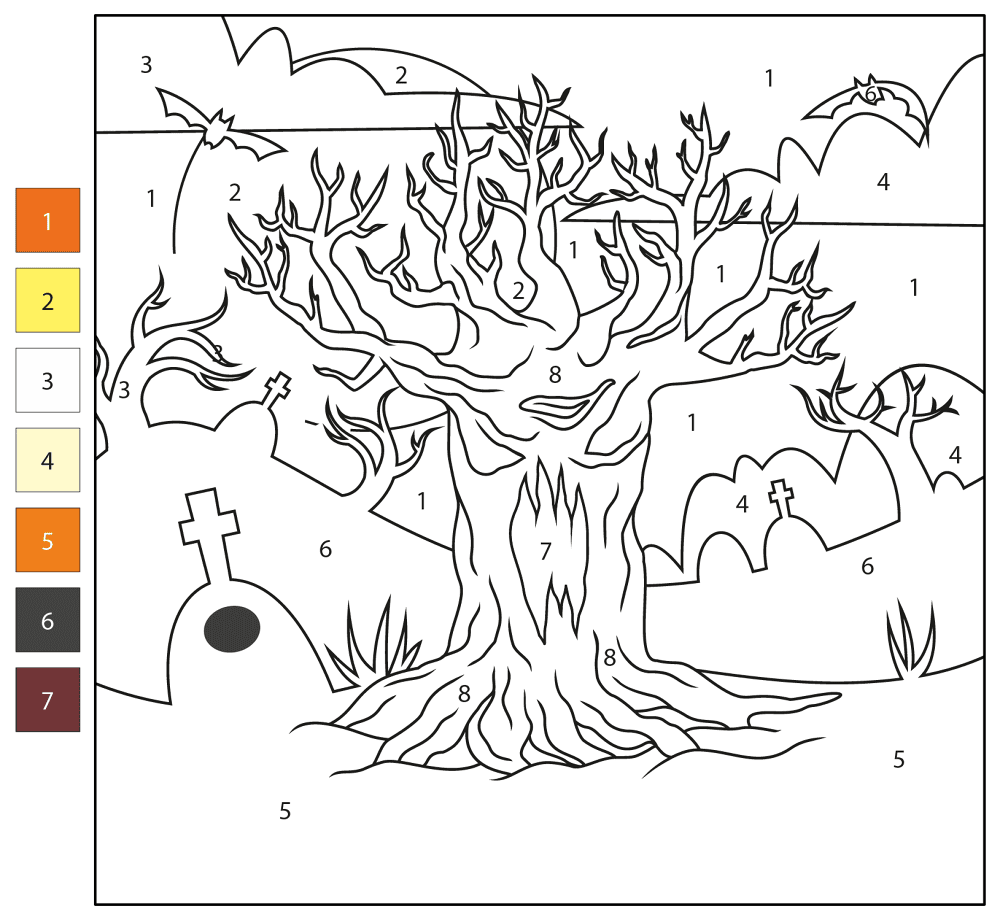 Desenho de Dia Da Árvore para colorir e imprimir: número 7