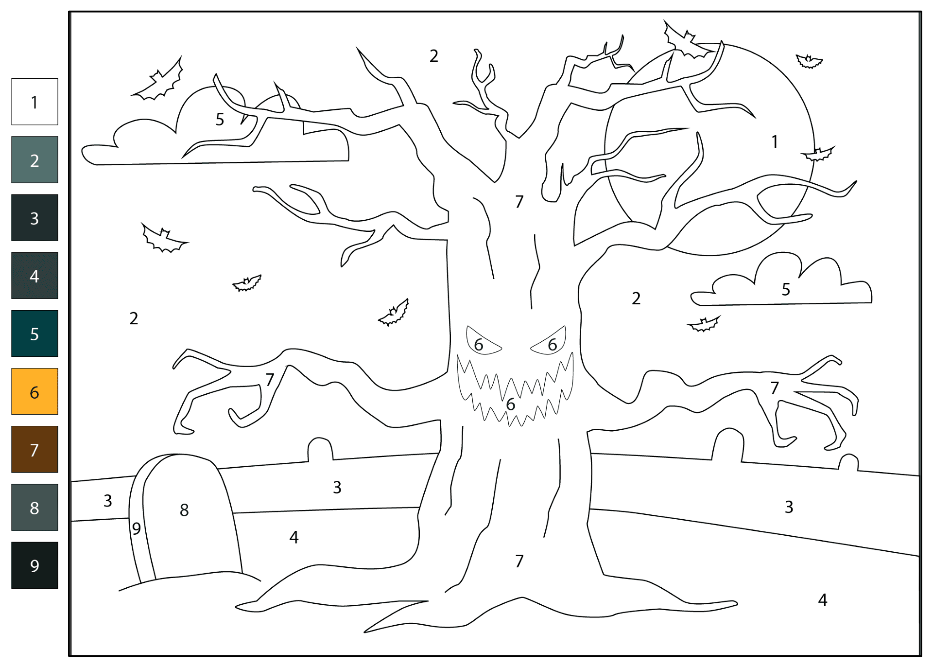 Desenho de Dia Da Árvore para colorir e imprimir: número 9