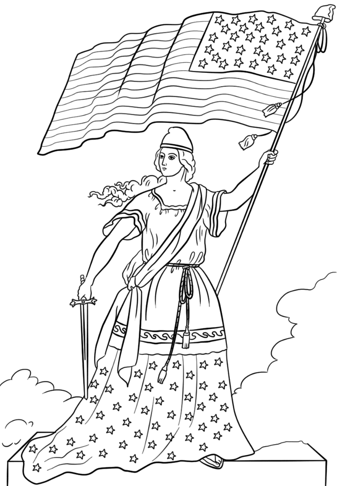Desenho de Dia Da Bandeira para colorir e imprimir: número 4