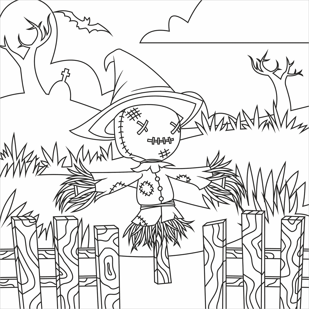 Desenho de Dia Das Bruxas para colorir e imprimir: número 2