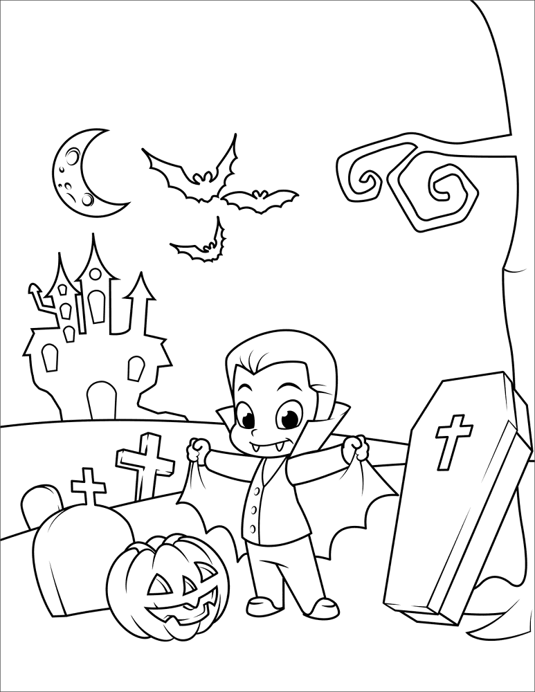 Desenho de Dia Das Bruxas para colorir e imprimir: número 22