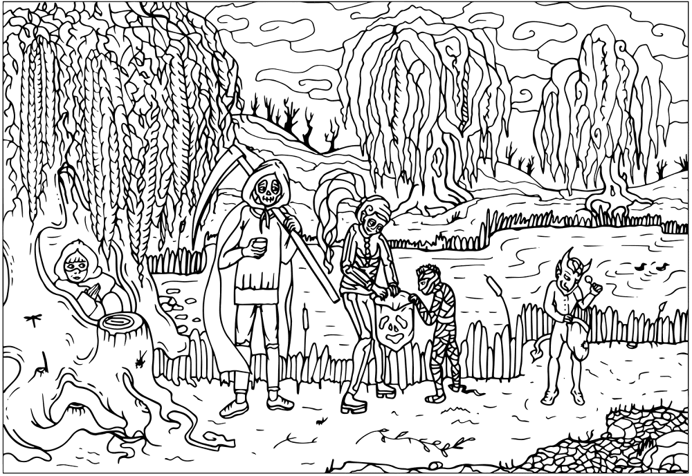 Desenho de Dia Das Bruxas para colorir e imprimir: número 25