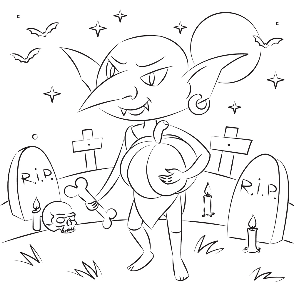 Desenho de Dia Das Bruxas para colorir e imprimir: número 38