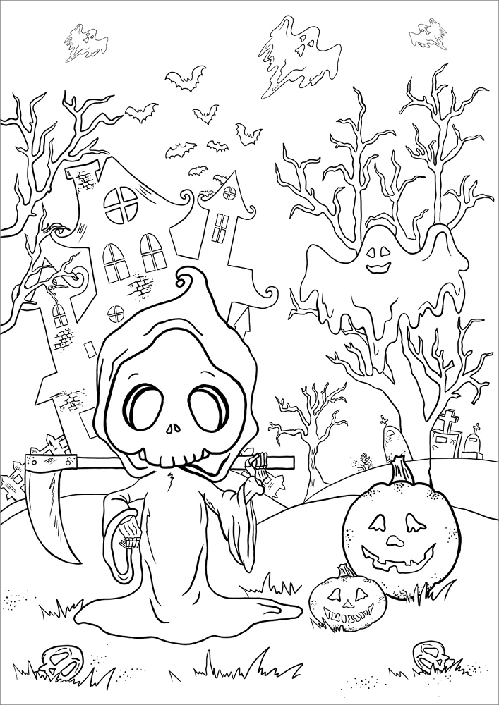 Desenho de Dia Das Bruxas para colorir e imprimir: número 45