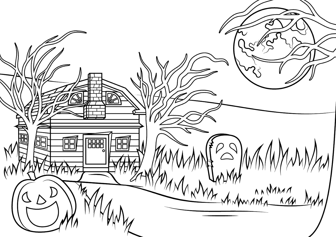 Desenho de Dia Das Bruxas para colorir e imprimir: número 48